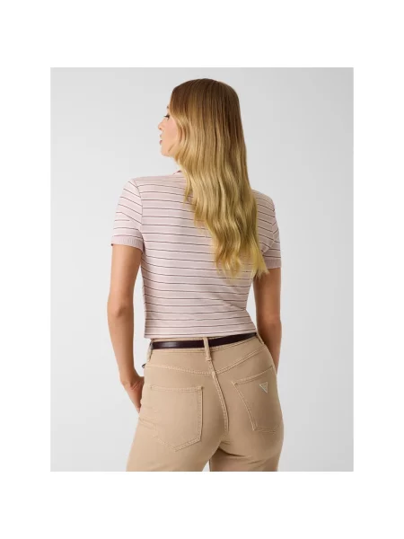 Tricou Guess cu dungi roz