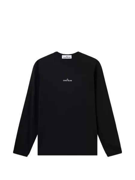 Lung tricou Stone Island cu imagine negru