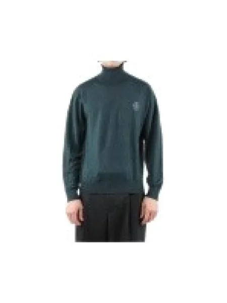 Sweter z golfem Drole De Monsieur wełniany do golfa zielony