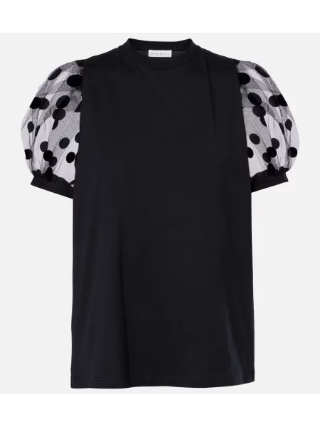 Top Nina Ricci w grochy z dżerseju czarny