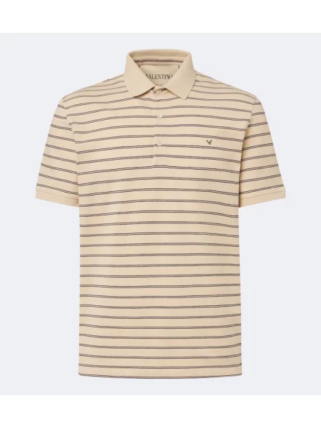 Tricou polo Valentino cu dungi bej