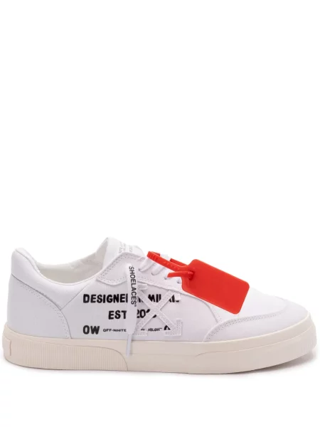 Sneakerși Off-white cu imagine din piele alb