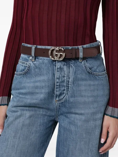 Cu centură curea Gucci din piele maro