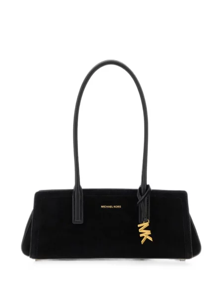Geantă Michael Michael Kors cu imagine din piele de căprioară negru