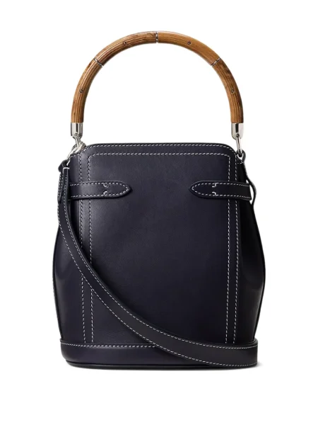 Δερμάτινη τσαντα bucket Ralph Lauren Collection μπλε