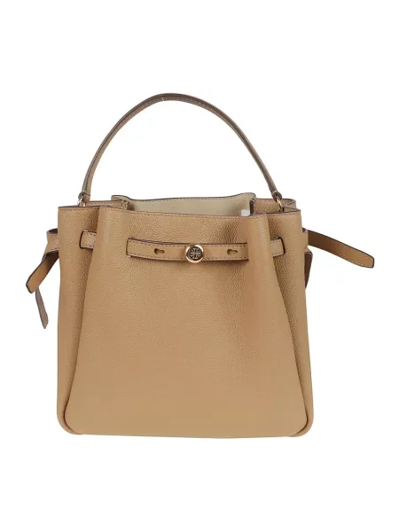 Kapelusz Tory Burch skórzany beżowy