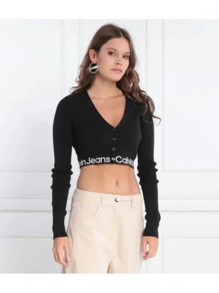 Calvin Klein Jeans Cardigan | Cropped Fit negru