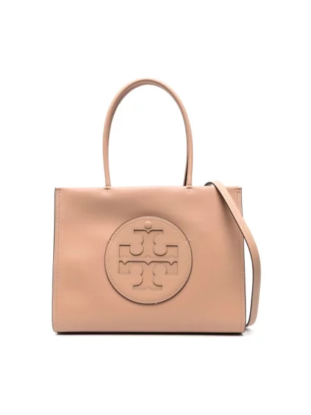 Shopperka Tory Burch skórzana beżowa