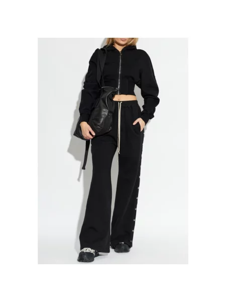 Krótka bluza z kapturem Rick Owens z kapturem czarna