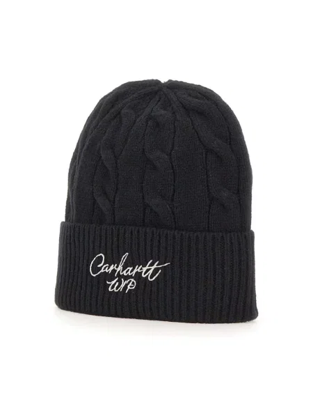 Carhartt WIP czapka z dodatkiem wełny Signature Cable Beanie czarny