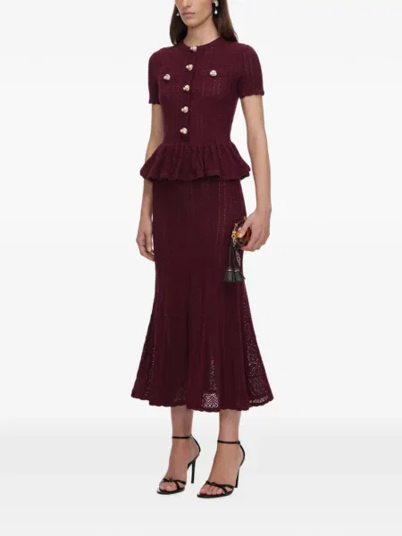 Rochie midi Self-portrait tricotate roșu