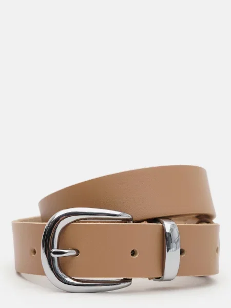 Кожаный ремень Borsa Leather с ремешками бежевый