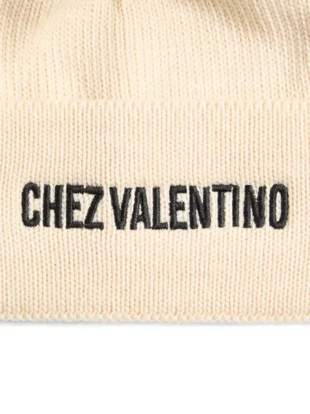 Căciulă Valentino Garavani cu broderie alb