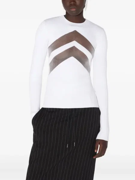 Top Jean Paul Gaultier cu decolteu rotund alb