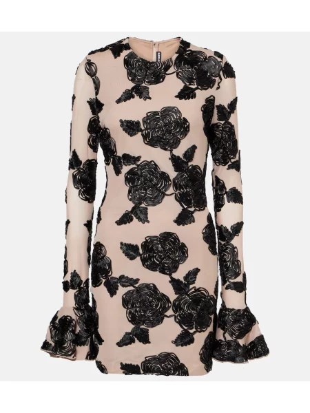 Rochie Rotate cu model floral plasă bej