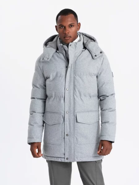 Parka Ombre so slieňovým vzorom sivá