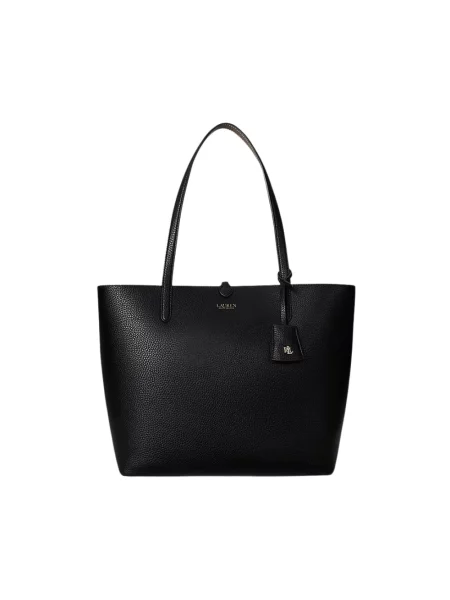 Torba shopper z materiału skóropodobnego Lauren Ralph Lauren czarna