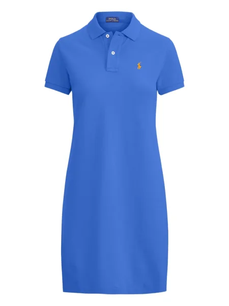 Rochie mini Polo Ralph Lauren de costum din piele de căprioară zdrențuiți albastru