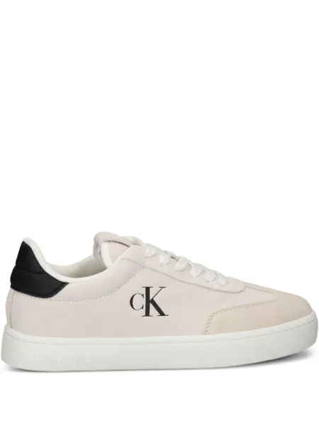 Sneakerși Calvin Klein Jeans cu șireturi din piele de căprioară alb