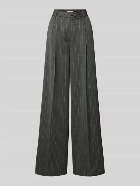 Spodnie o kroju wide leg z zakładkami w pasie i szlufkami na Liu Jo White szare