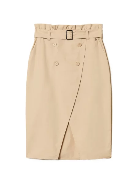 Fustă midi Twinset până la genunchi din poplin