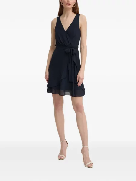Rochie mini Morgan cu decolteu în V cu volane albastru
