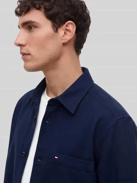 Koszula wierzchnia o kroju regular fit z mieszanki bawełny Tommy Hilfiger granatowa