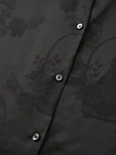 Bluză Shanghai Tang cu model floral din jacard negru