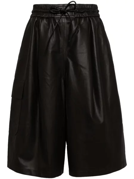Pantaloni scurți Yves Salomon din piele maro