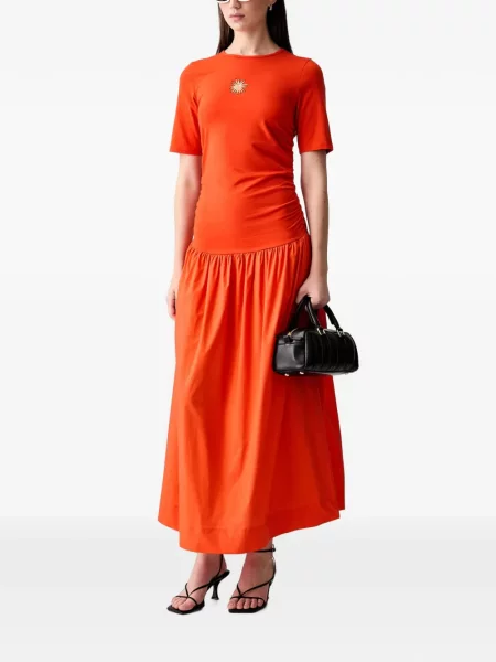 Rochie maxi Never Fully Dressed cu volane portocaliu
