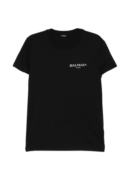 Tricou Balmain cu decolteu rotund cu petice negru