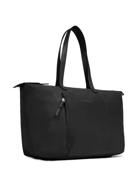 Shopper kabelka Piquadro s autogramem černá