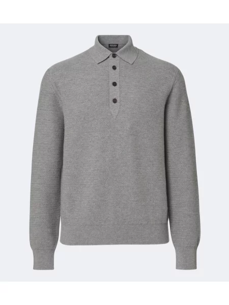 Polo majica Zegna od kašmira siva