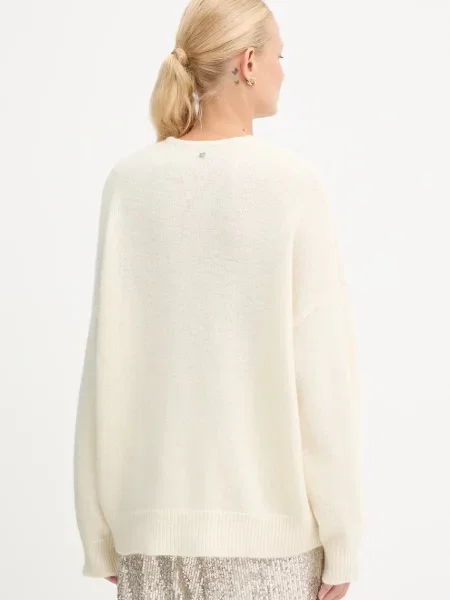 BOSS Orange sweter z dodatkiem wełny biały
