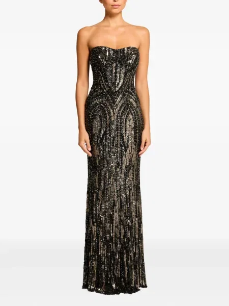 Κοστούμι φόρεμα Jenny Packham με παγιέτες στράπλες μαύρο