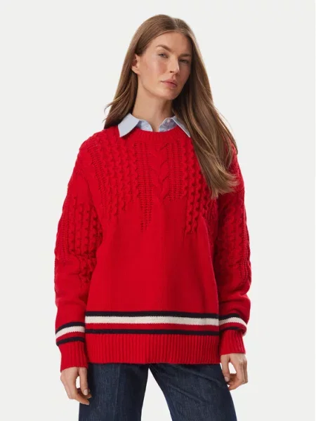 Tommy Jeans Pulover Oversize roșu