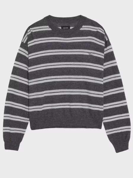 Кашемировый свитер Zadig&voltaire в полоску серый