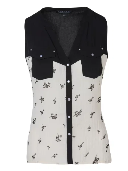 KOROSHI Bluză negru / murdar alb