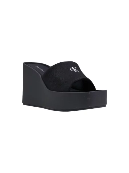 Calvin Klein Natikači Wedge 70 Sndl Canv Mg črna