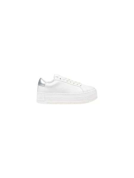 Calvin Klein Jeans sneakersy skórzane BOLD FLATF LOW MIX OHB biały szare