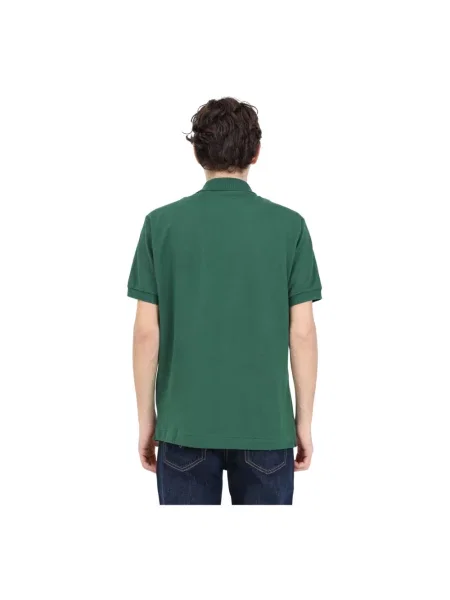 Lniana koszulka polo Lacoste z logo w miejskim stylu zielona