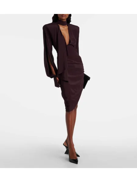 Rochie Mugler drapată bordo