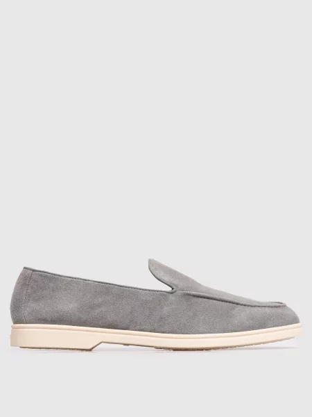 Замшеві лофери з фактурним логотипом Doucal's сірі
