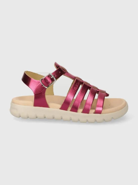 Geox Otroški usnjeni sandali SANDAL SOLEIMA vijolična