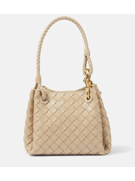 Geanta de piele Bottega Veneta din piele bej