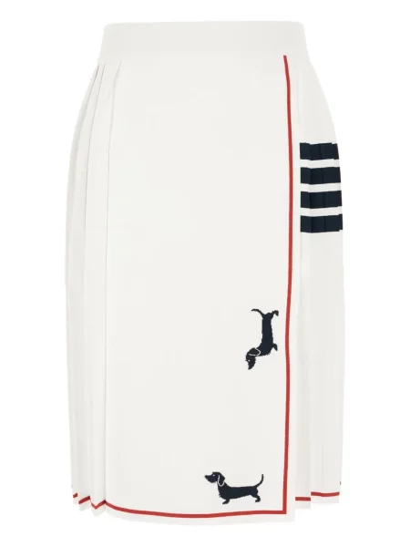 Fusta plisata Thom Browne tricotate plisată până la genunchi alb