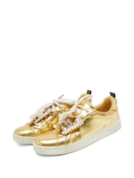 Sneakerși Roberto Cavalli din piele de cristal auriu