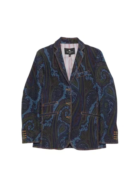 Marynarka Etro z wzorem paisley ze stretchu niebieska