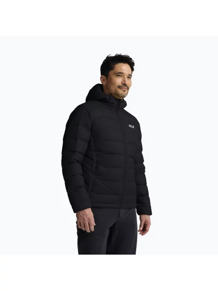 Geacă cu puf pentru bărbați Jack Wolfskin Wild Pass Down Hoody black negru