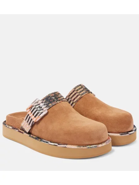 Saboți Missoni din piele de căprioară maro